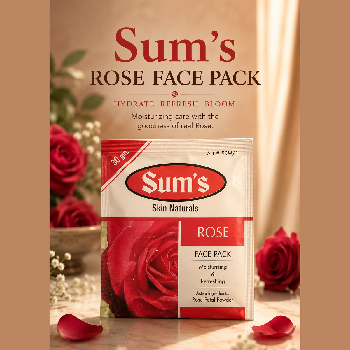 Sum's Rose Face Pack for soothing and nourishing skin