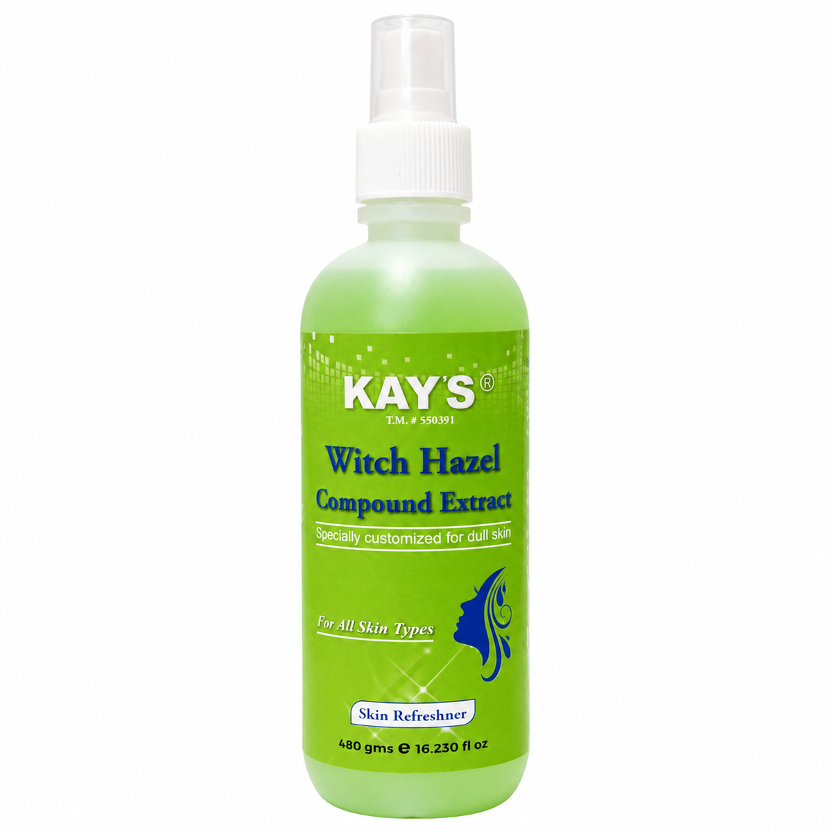 Kay's Witch Hazel Compound Extract Skin Refresher spray bottle on white background