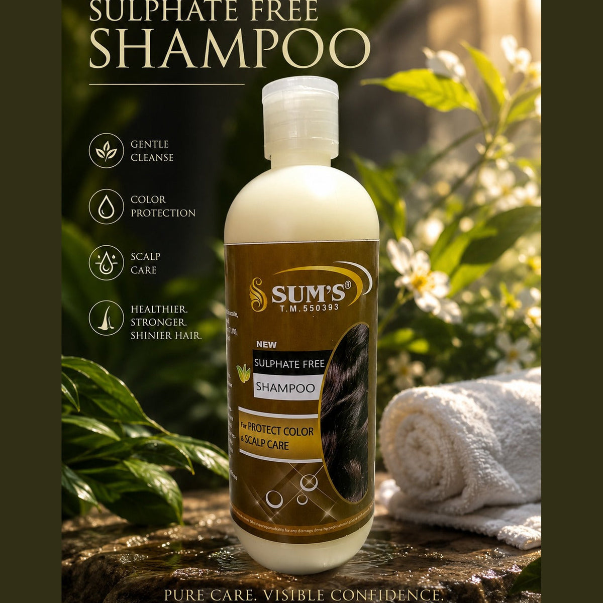 Sum's Sulphate Free Shampoo for gentle cleansing and healthy scalp